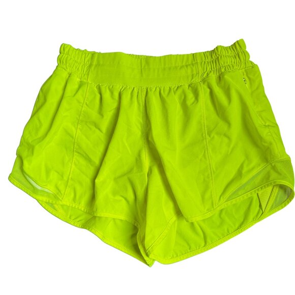 Lululemon Hotty Hot Low-Rise Lined Short 4" Electric Lemon - Size 6 - Picture 1 of 11